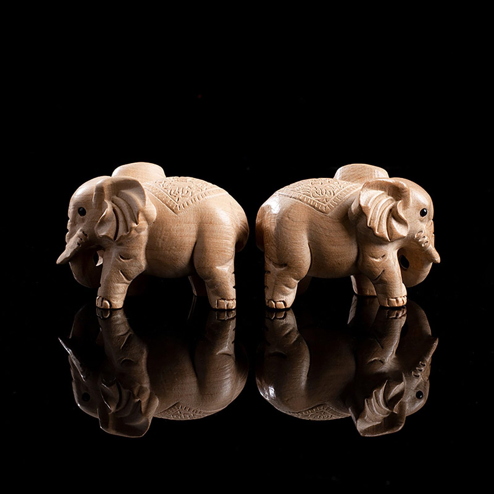 木製象の彫刻 2体セット 象の木彫り彫刻 2体セット 【公式通販】